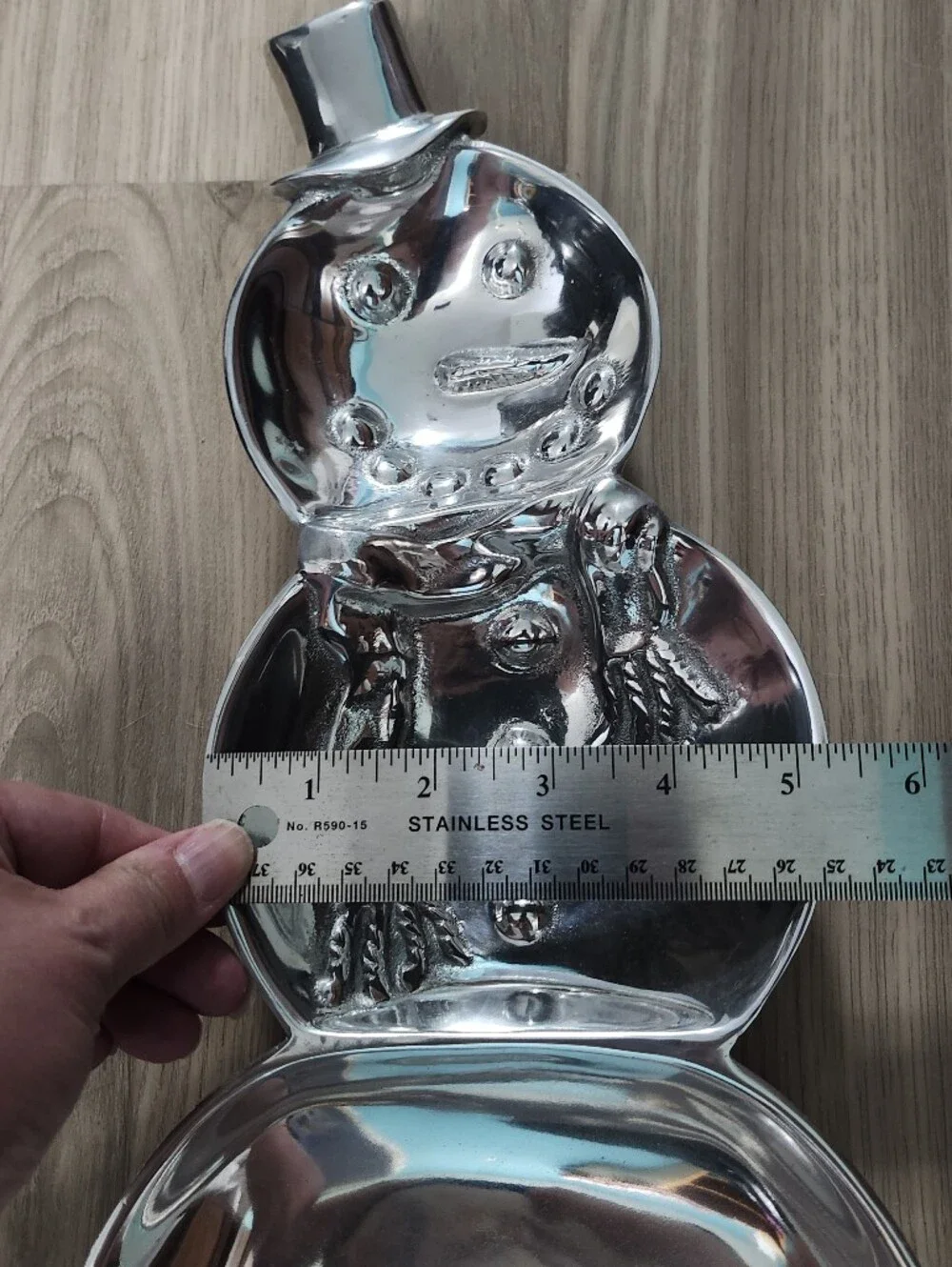 Mariposa Silver Tone Snowman Serving Cast Aluminum Tray